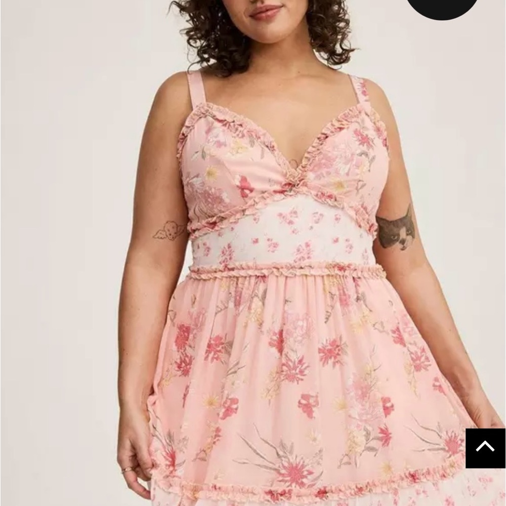 Elegant Pink Floral Midi Dress